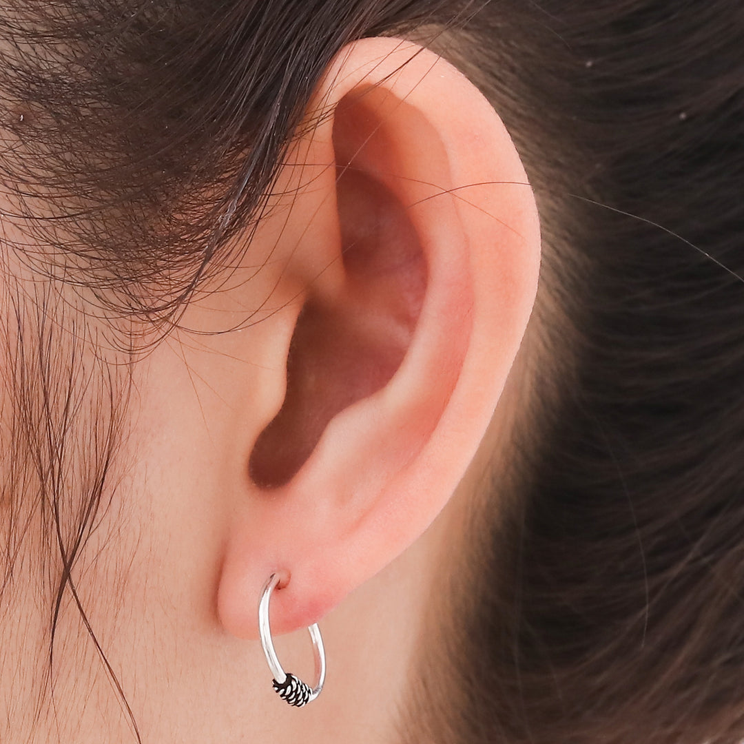 Pair of Modern Thai Sterling Silver Ear Cuff Earrings - Sleek Braid