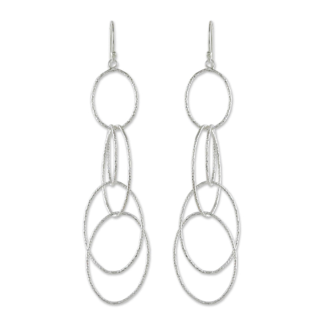 Hooped Sterling Silver Dangle Earrings from Thailand - Darling Hoops