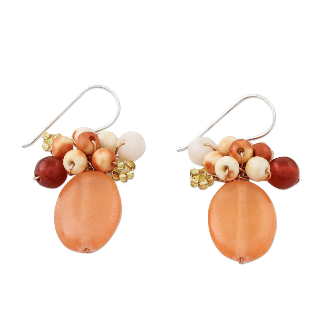 Handcrafted Quartz and Calcite Thai Cluster Earrings - Ginger Holiday Dreams