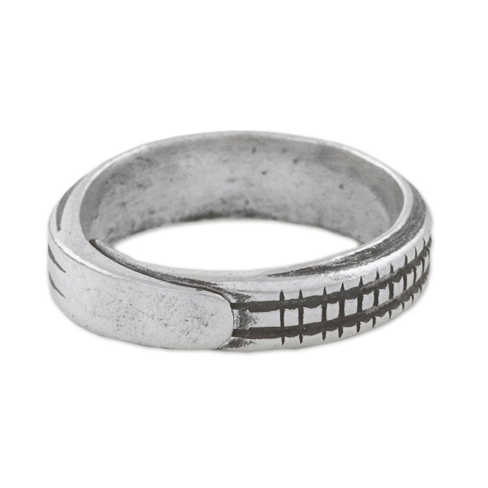 Handmade Sterling Silver Thai Hill Tribe Geometric Wrap Ring - Silver Suave