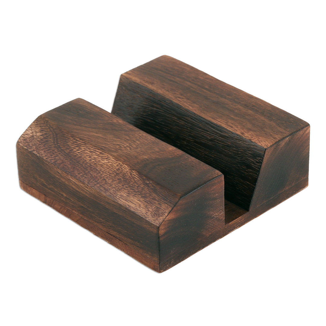 Wood Cell Phone Stand Hand Carved in India - Close At Hand