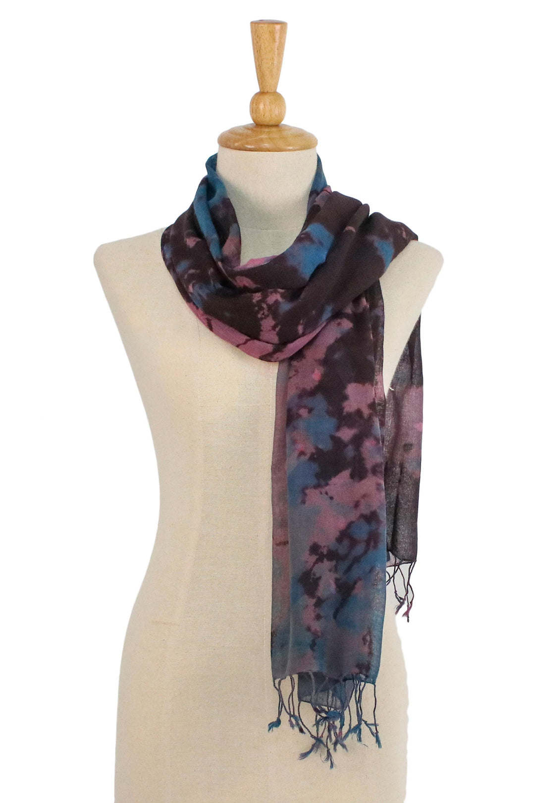 Tie-Dyed Multicolored Cotton Wrap Scarf from Thailand - Artistic Colors