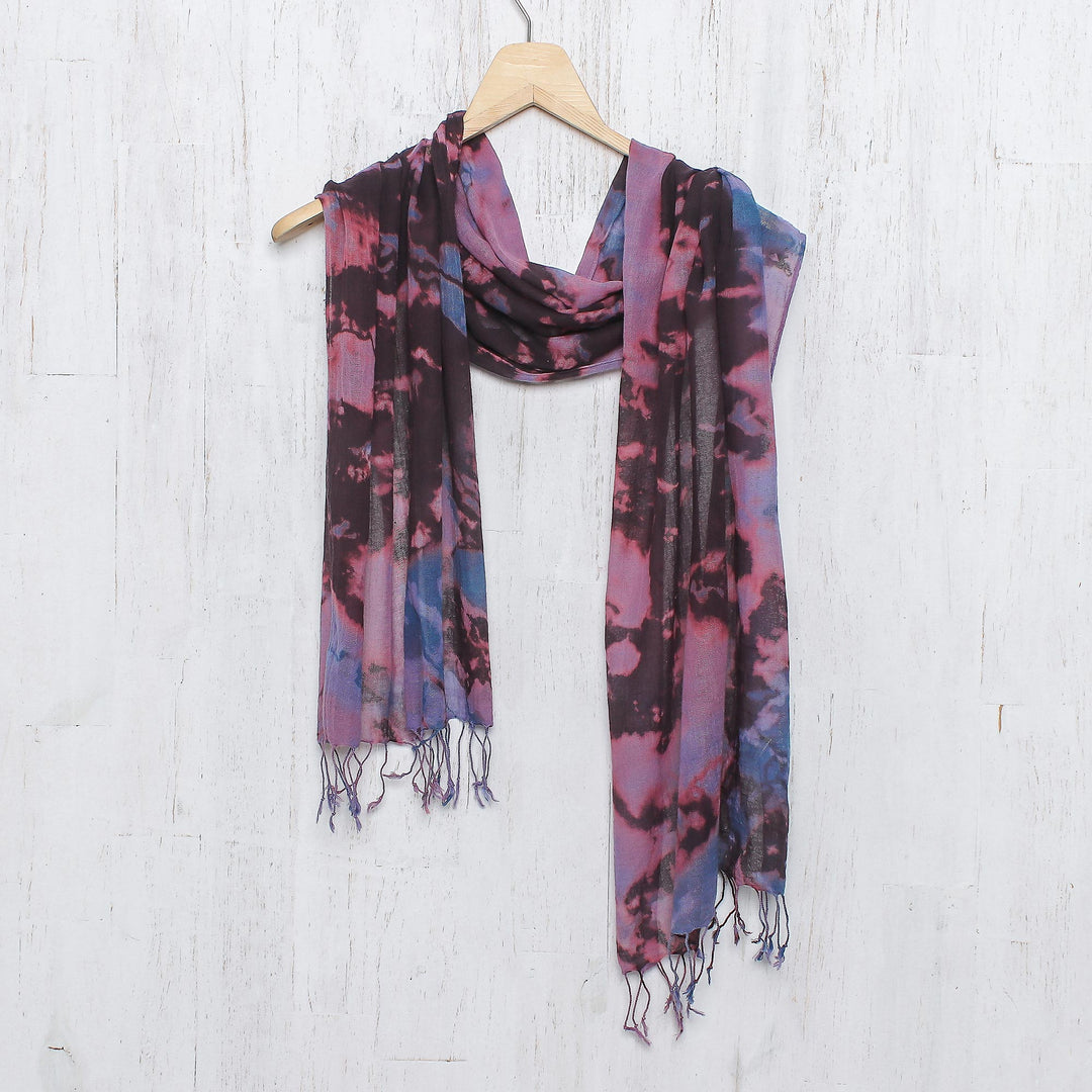 Tie-Dyed Multicolored Cotton Wrap Scarf from Thailand - Artistic Colors