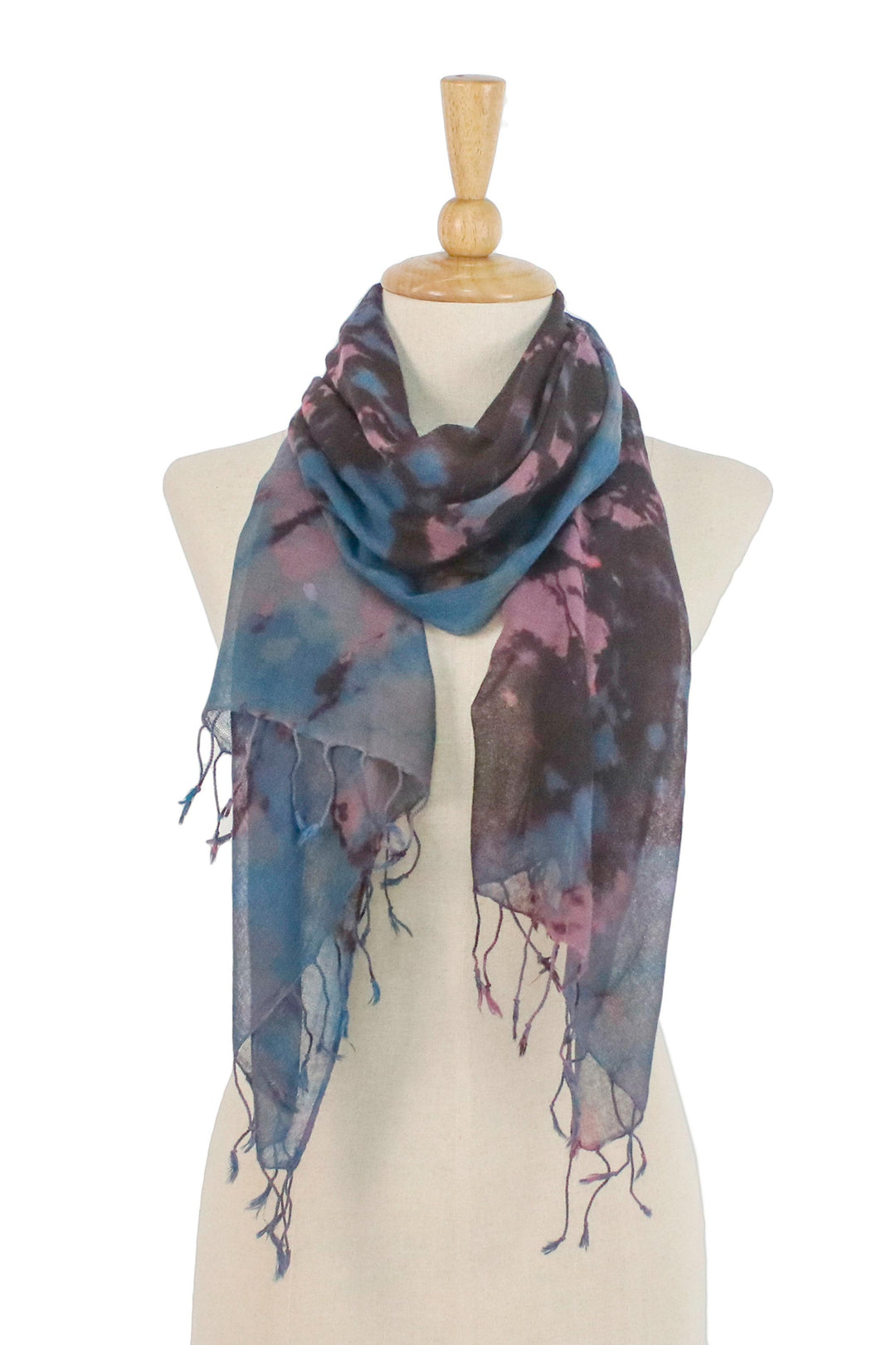 Tie-Dyed Multicolored Cotton Wrap Scarf from Thailand - Artistic Colors