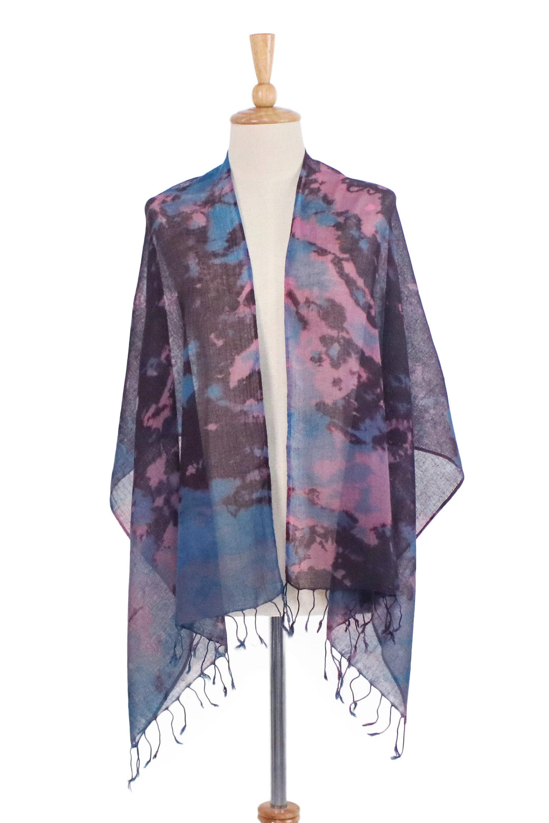 Tie-Dyed Multicolored Cotton Wrap Scarf from Thailand - Artistic Colors