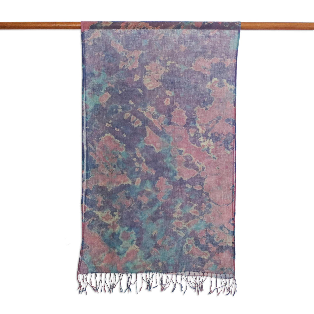 Tied-Dyed Cotton Wrap Scarf in Pink and Purple from Thailand - Fantastic Colors