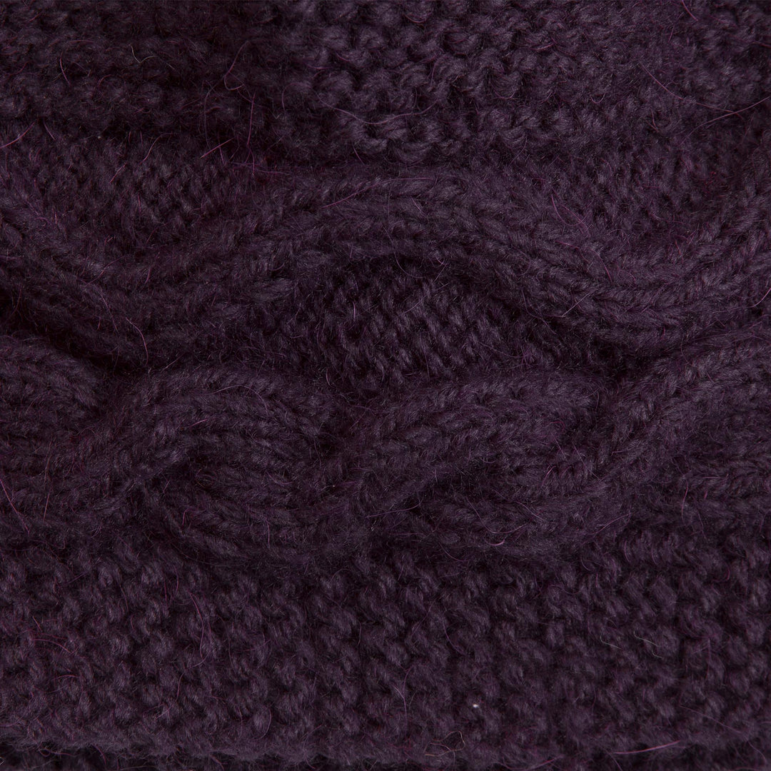Hand-Knit Alpaca Blend Hat in Aubergine from Peru - Aubergine Waves