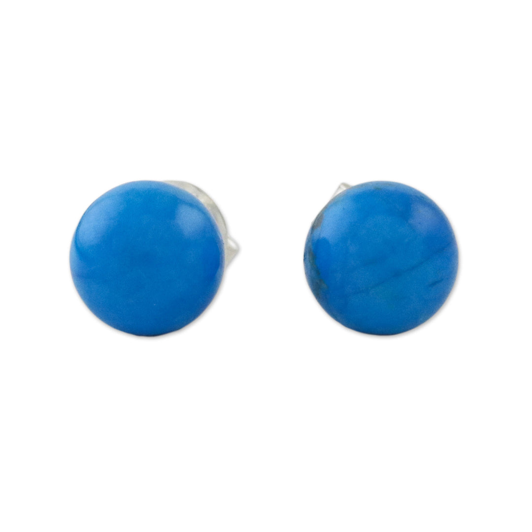 Handmade 925 Sterling Silver Magnesite Stud Earrings - Paradise Lagoon