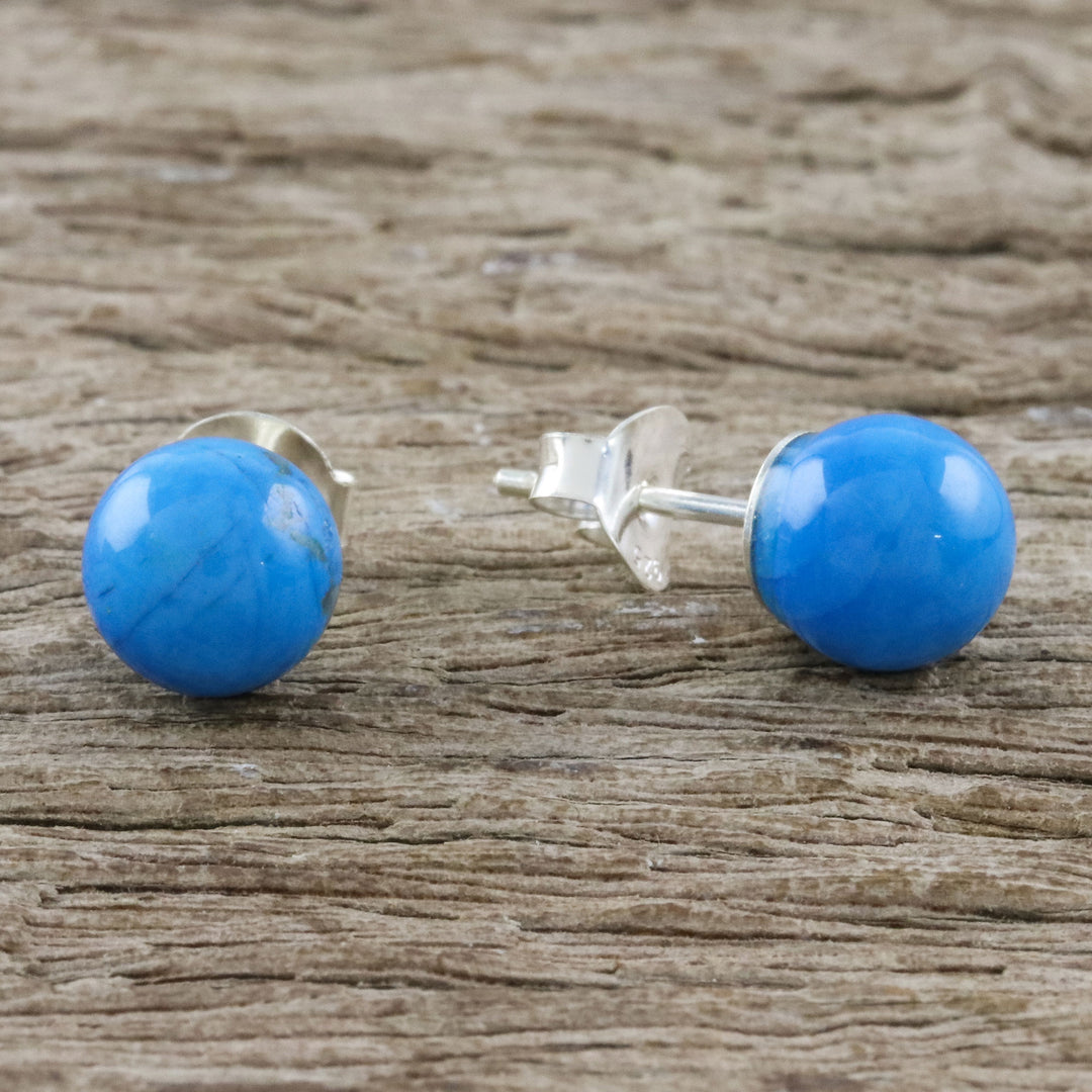 Handmade 925 Sterling Silver Magnesite Stud Earrings - Paradise Lagoon