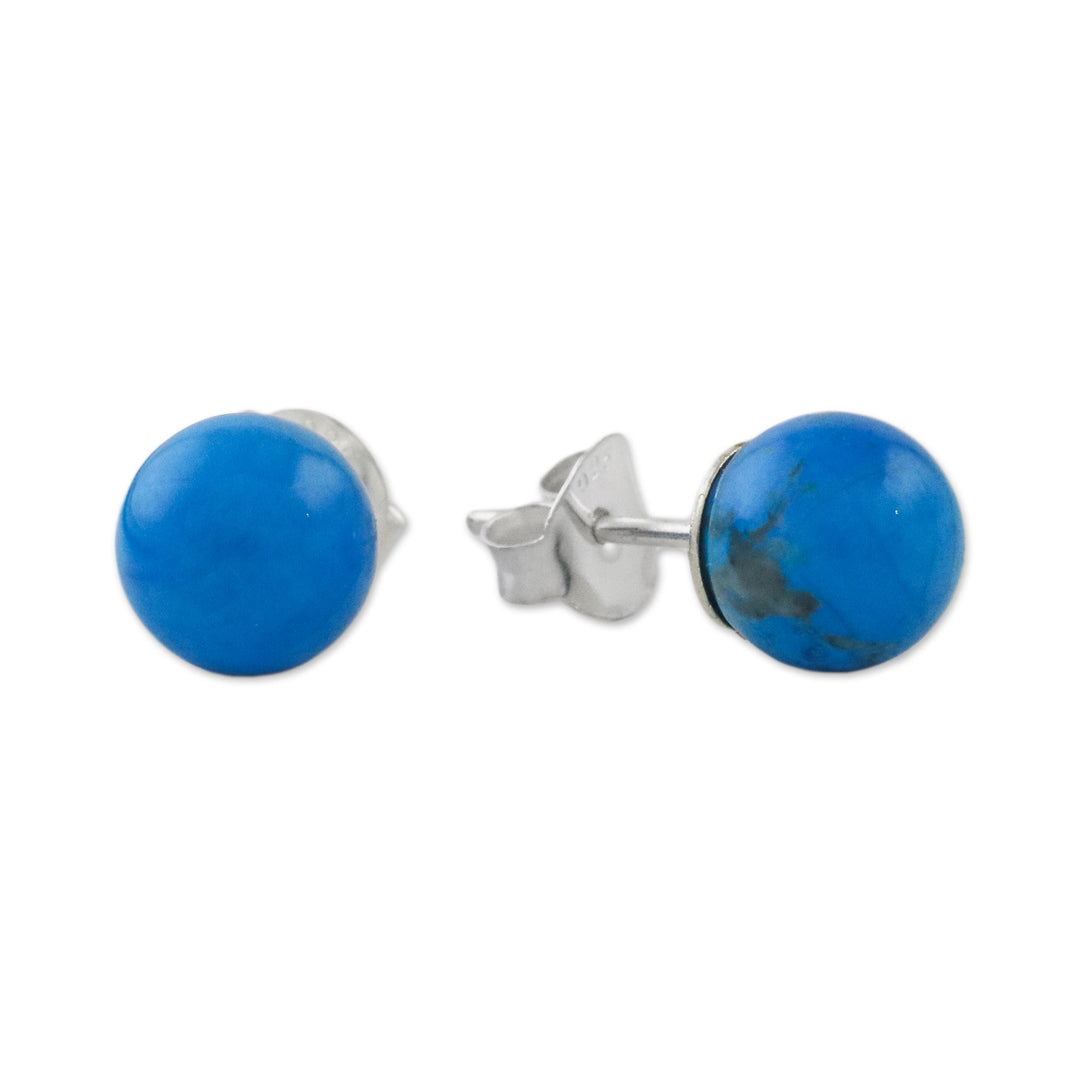 Handmade 925 Sterling Silver Magnesite Stud Earrings - Paradise Lagoon