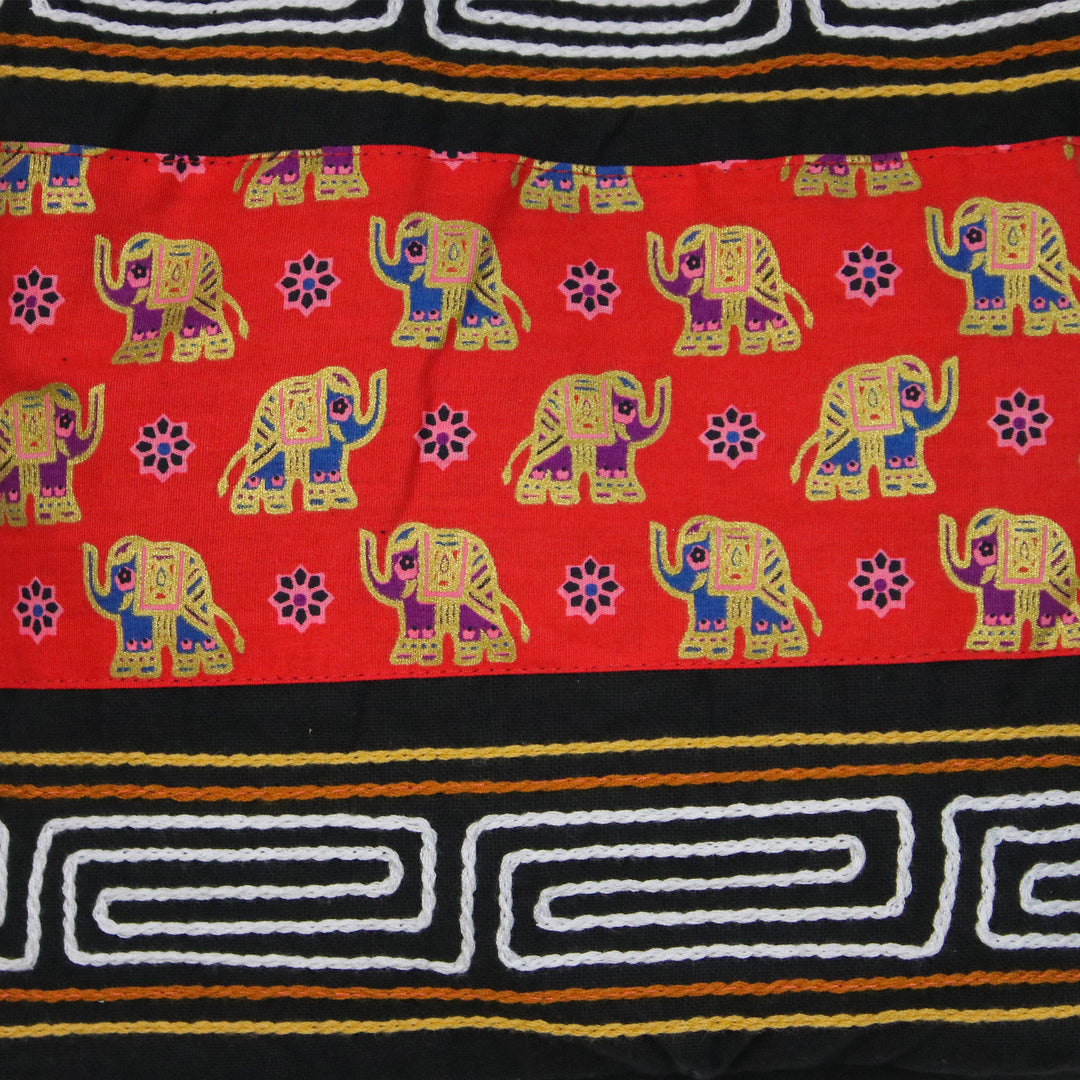 Black and Crimson Cotton Blend Shoulder Bag from Thailand - Thai Siam in Crimson