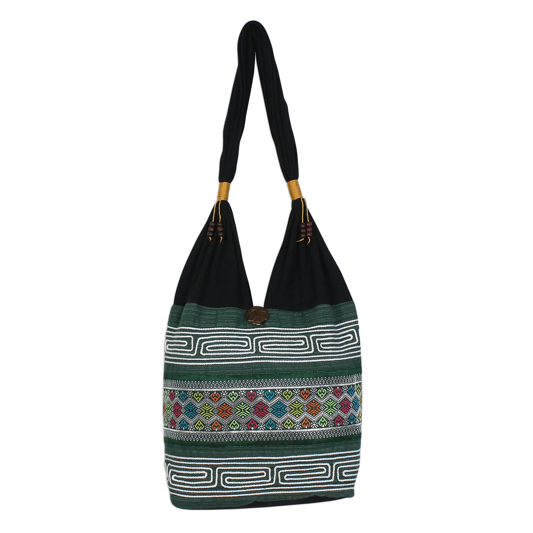 Colorful Cotton Blend Shoulder Bag from Thailand - Thai Mood
