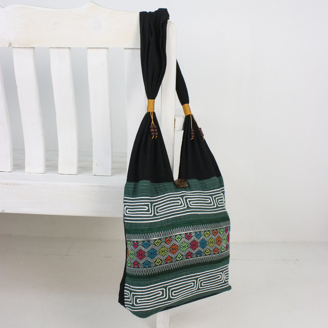 Colorful Cotton Blend Shoulder Bag from Thailand - Thai Mood