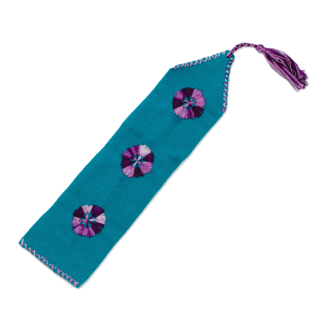 Green Hand Woven Cotton Bookmark with Embroidery - Storyline