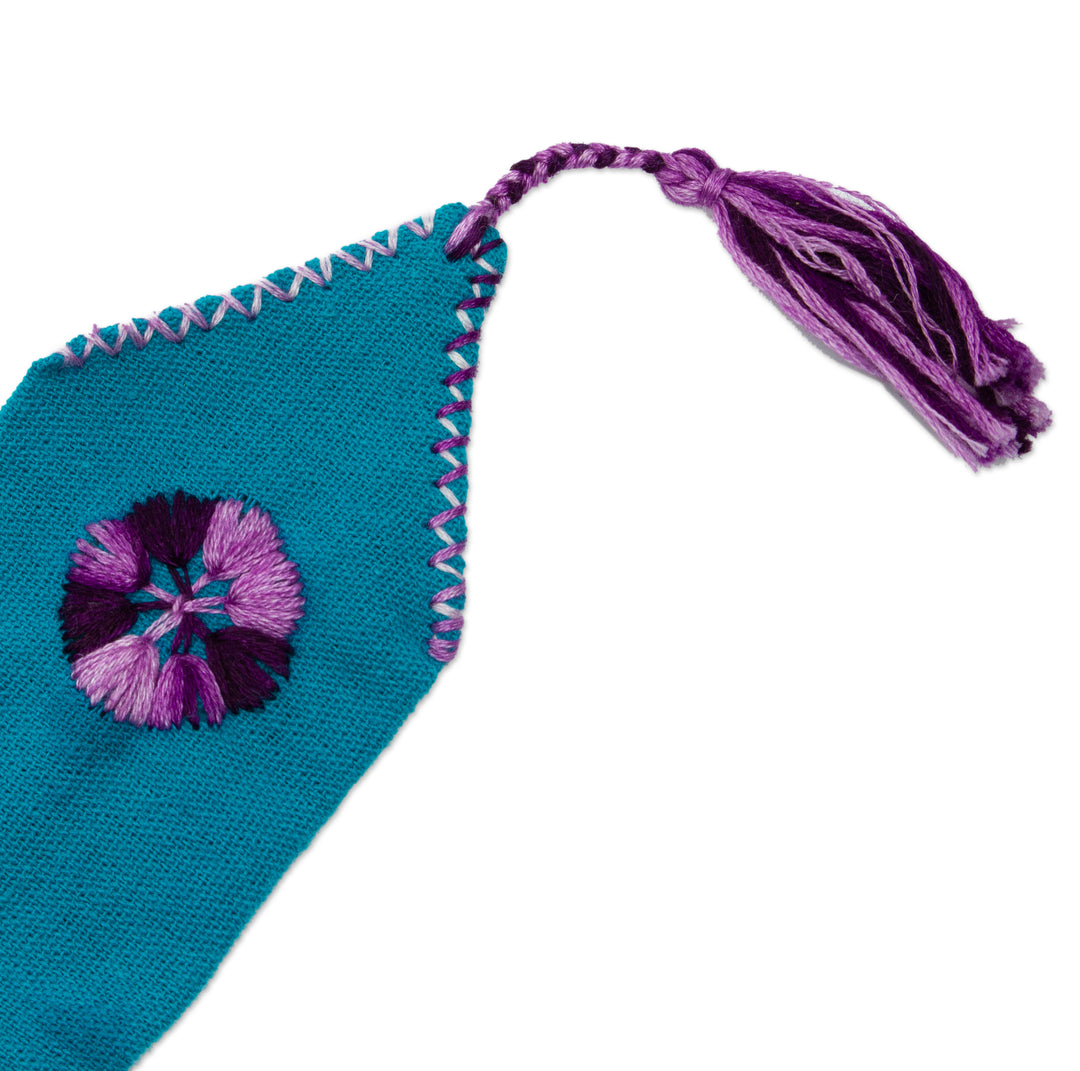 Green Hand Woven Cotton Bookmark with Embroidery - Storyline