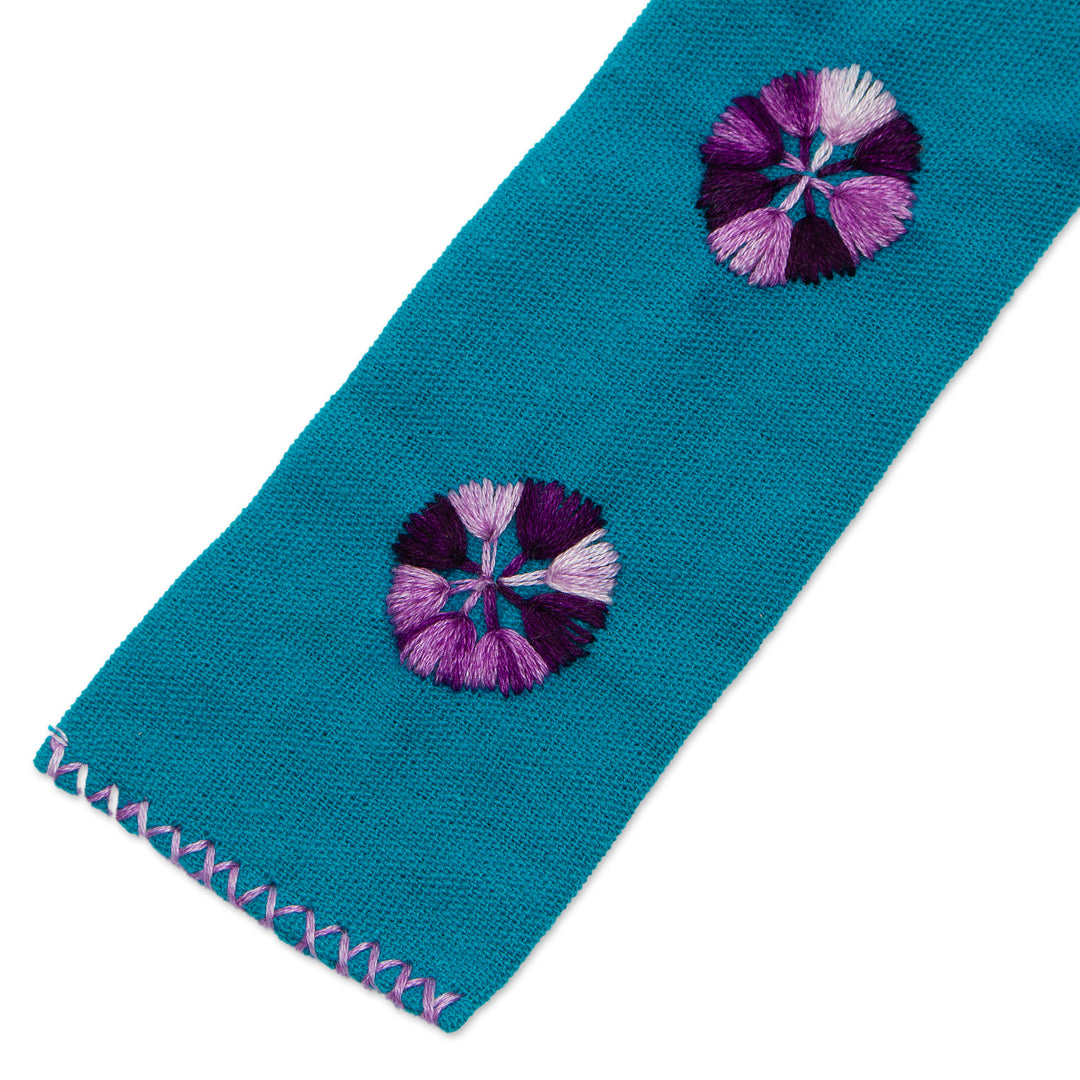 Green Hand Woven Cotton Bookmark with Embroidery - Storyline