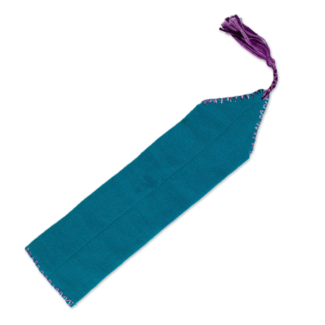 Green Hand Woven Cotton Bookmark with Embroidery - Storyline