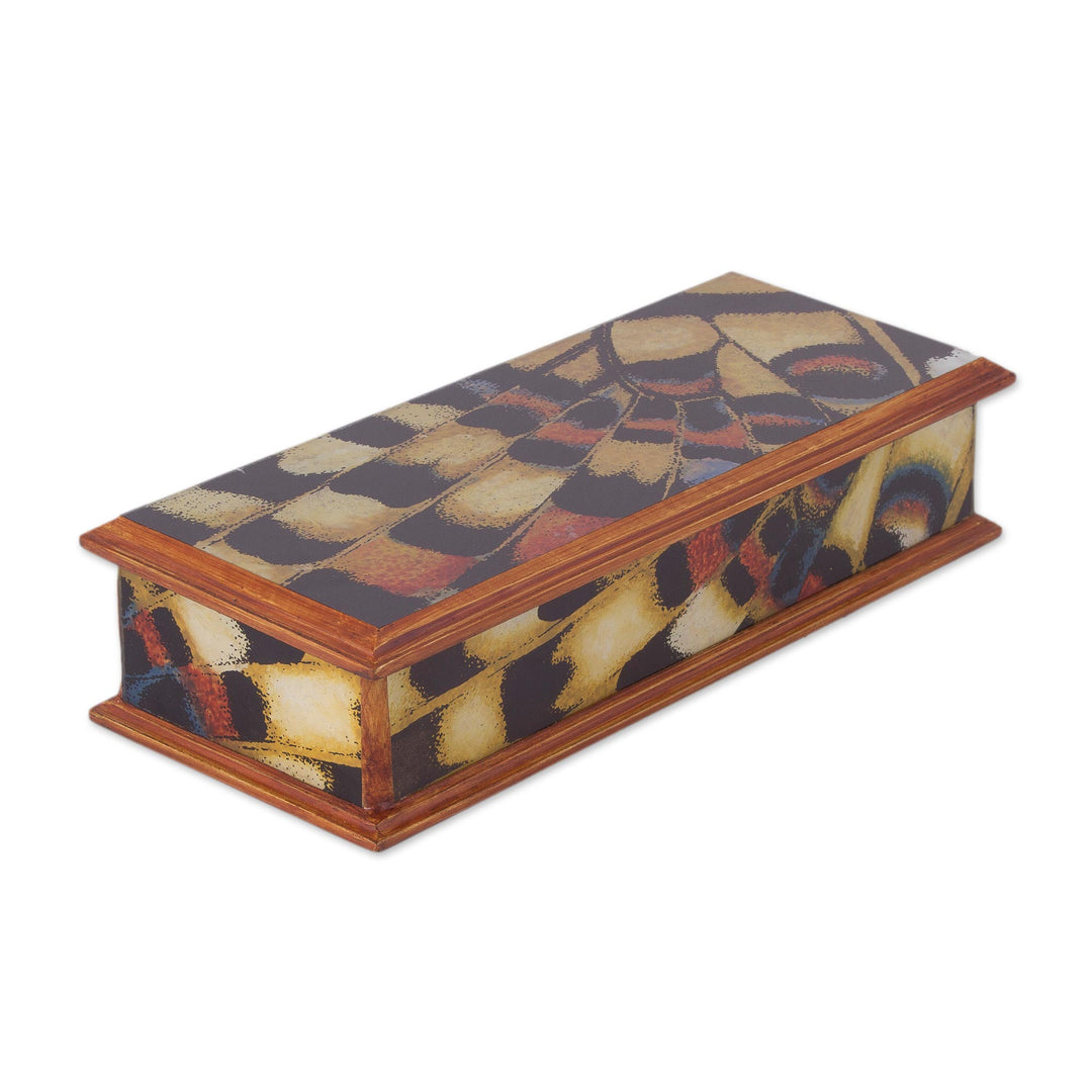Reverse-Painted Glass Decorative Box from Peru - Butterfly Dream