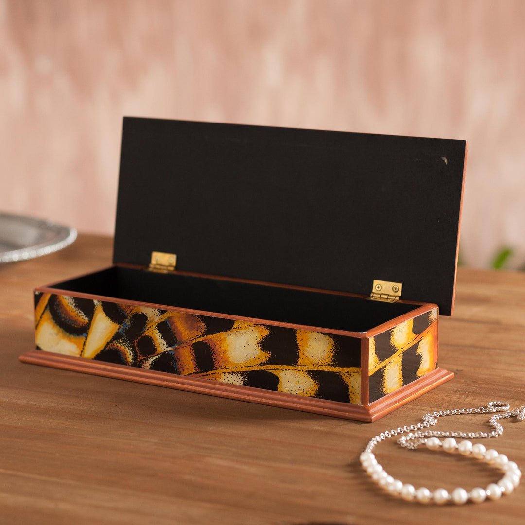 Reverse-Painted Glass Decorative Box from Peru - Butterfly Dream