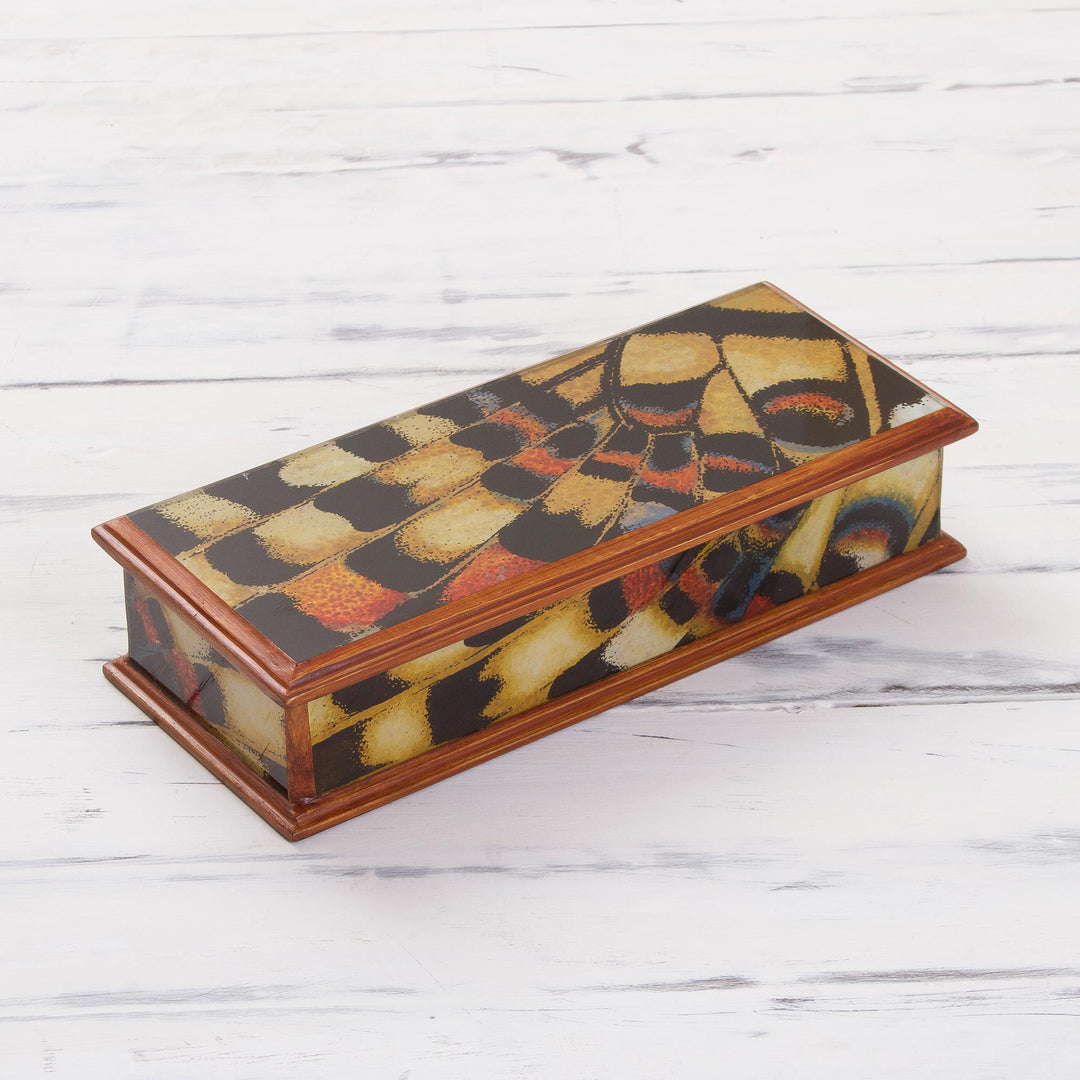 Reverse-Painted Glass Decorative Box from Peru - Butterfly Dream