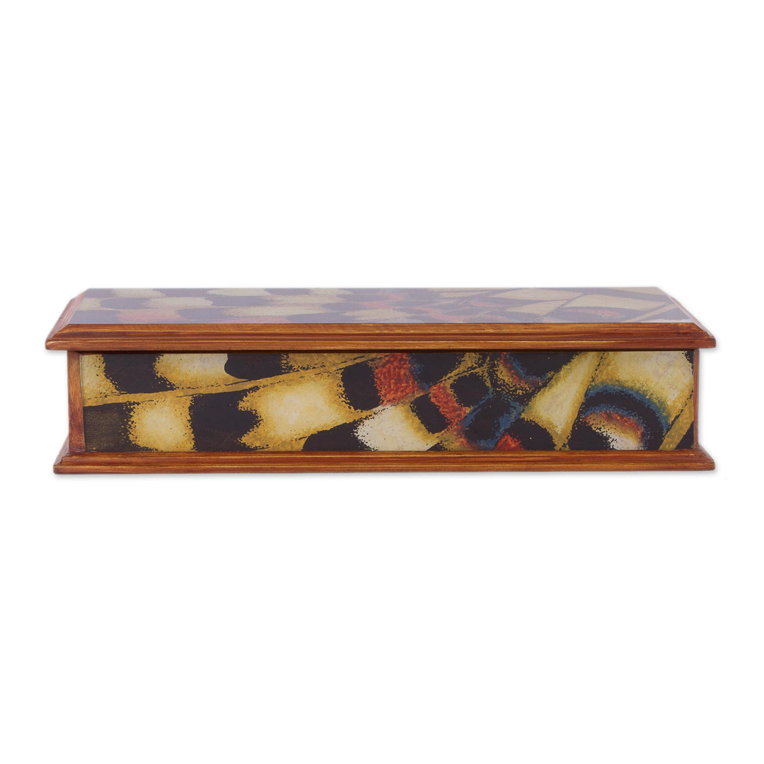 Reverse-Painted Glass Decorative Box from Peru - Butterfly Dream