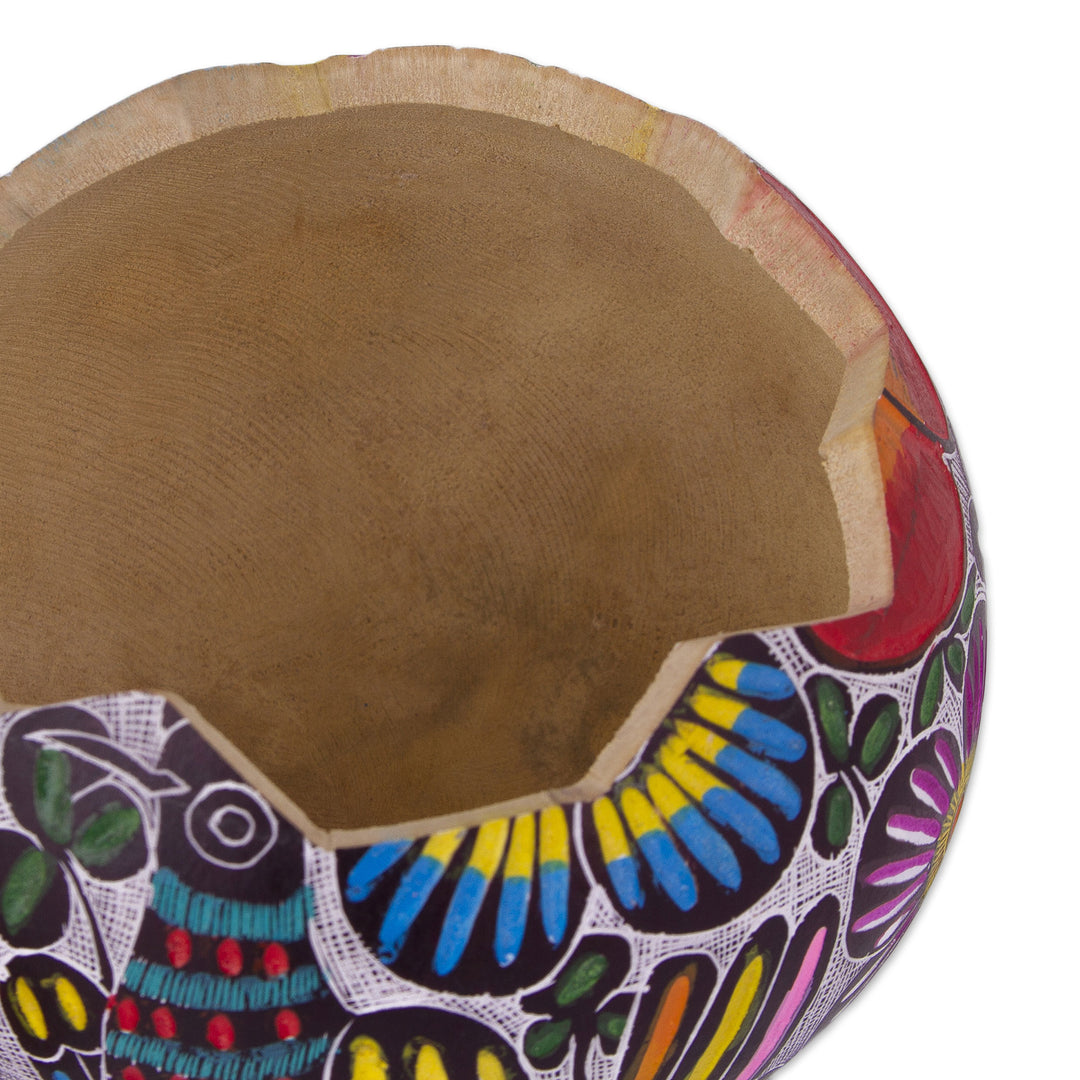Hand-Painted Birds and Flowers Gourd Decorative Box - Dawn's Song