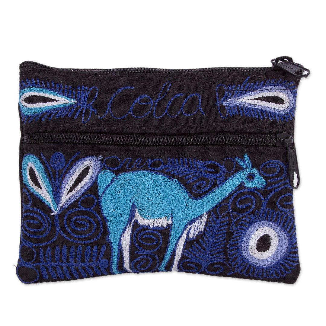 Deer-Themed Embroidered Coin Purse from Peru - Colca Deer