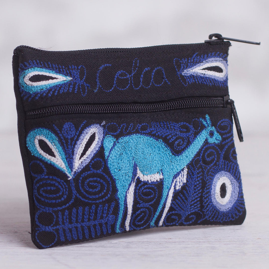 Deer-Themed Embroidered Coin Purse from Peru - Colca Deer