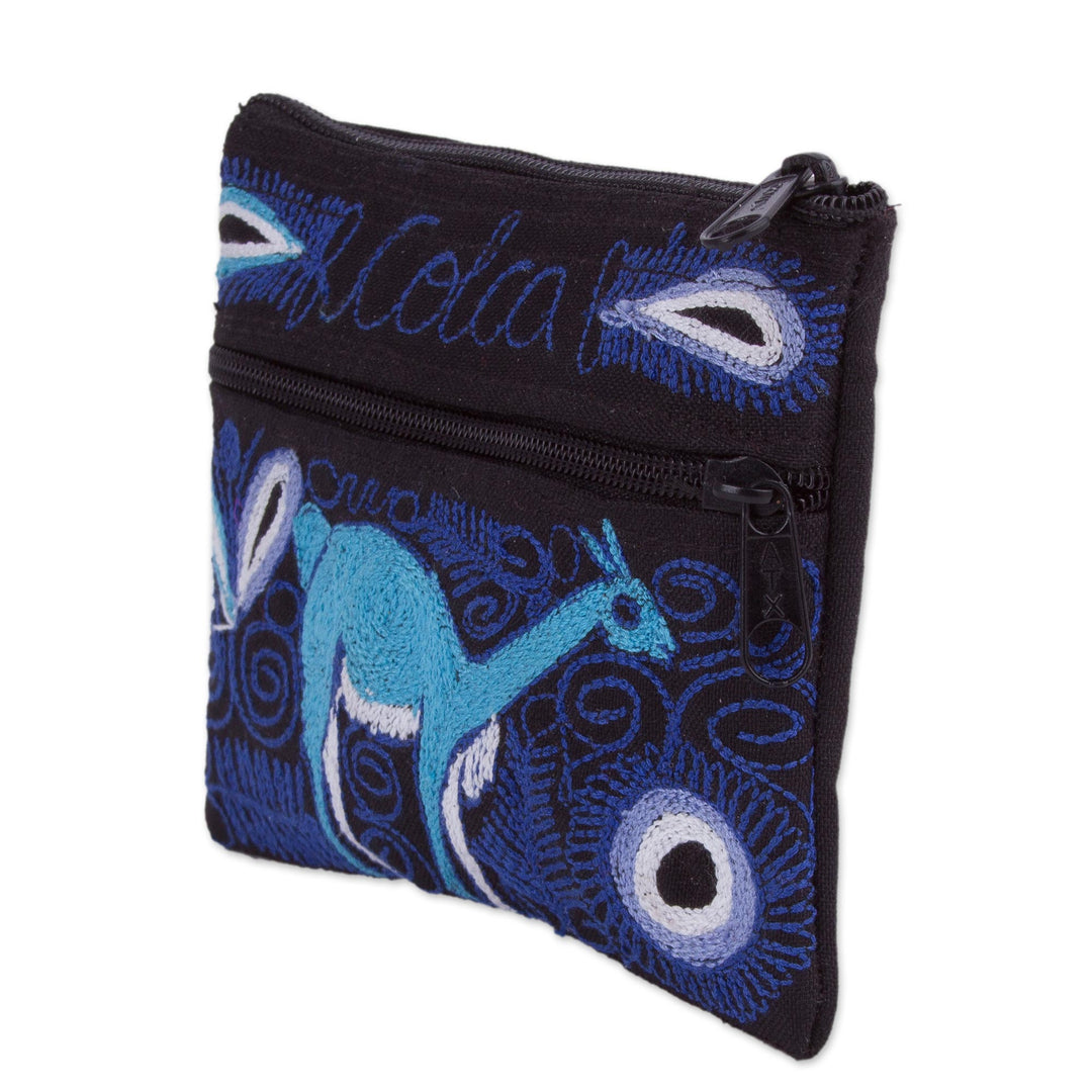 Deer-Themed Embroidered Coin Purse from Peru - Colca Deer