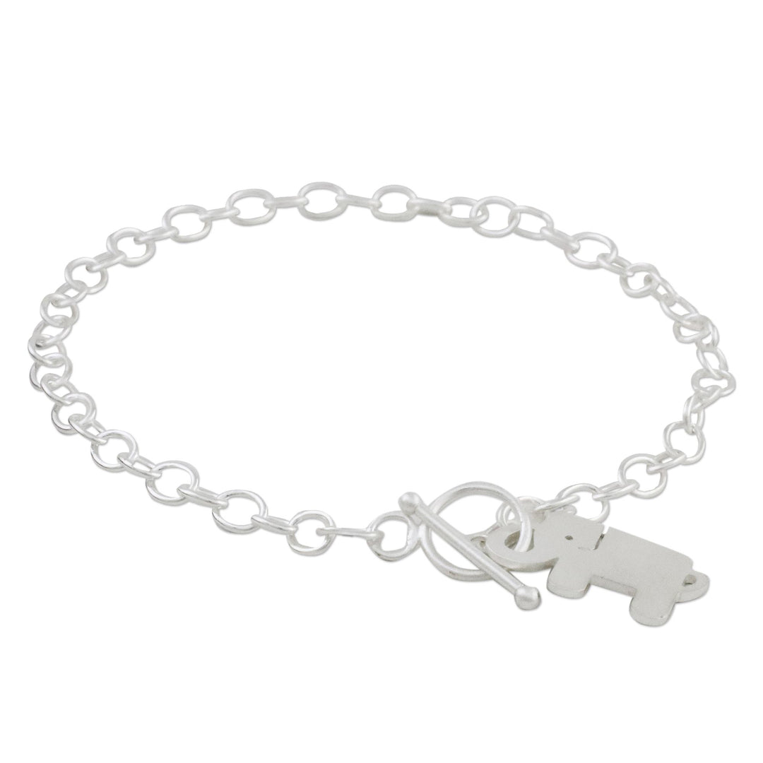 925 Sterling Silver Handmade Elephant Link Bracelet - Simple Elephant