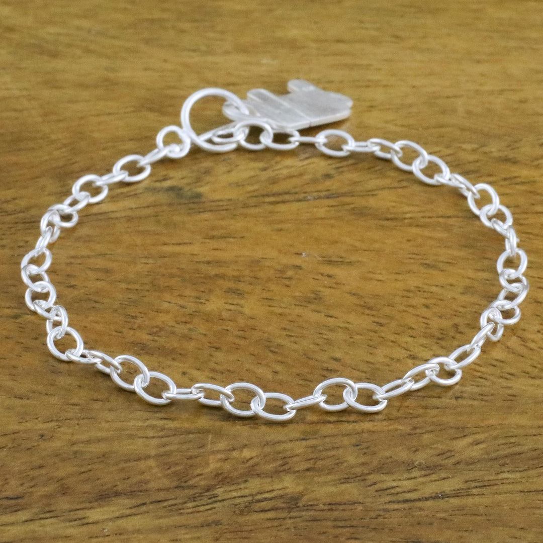 925 Sterling Silver Handmade Elephant Link Bracelet - Simple Elephant