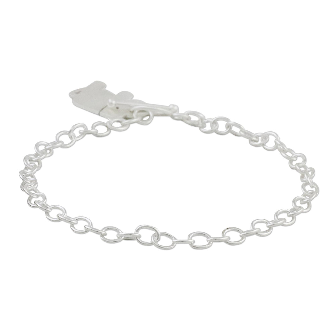 925 Sterling Silver Handmade Elephant Link Bracelet - Simple Elephant