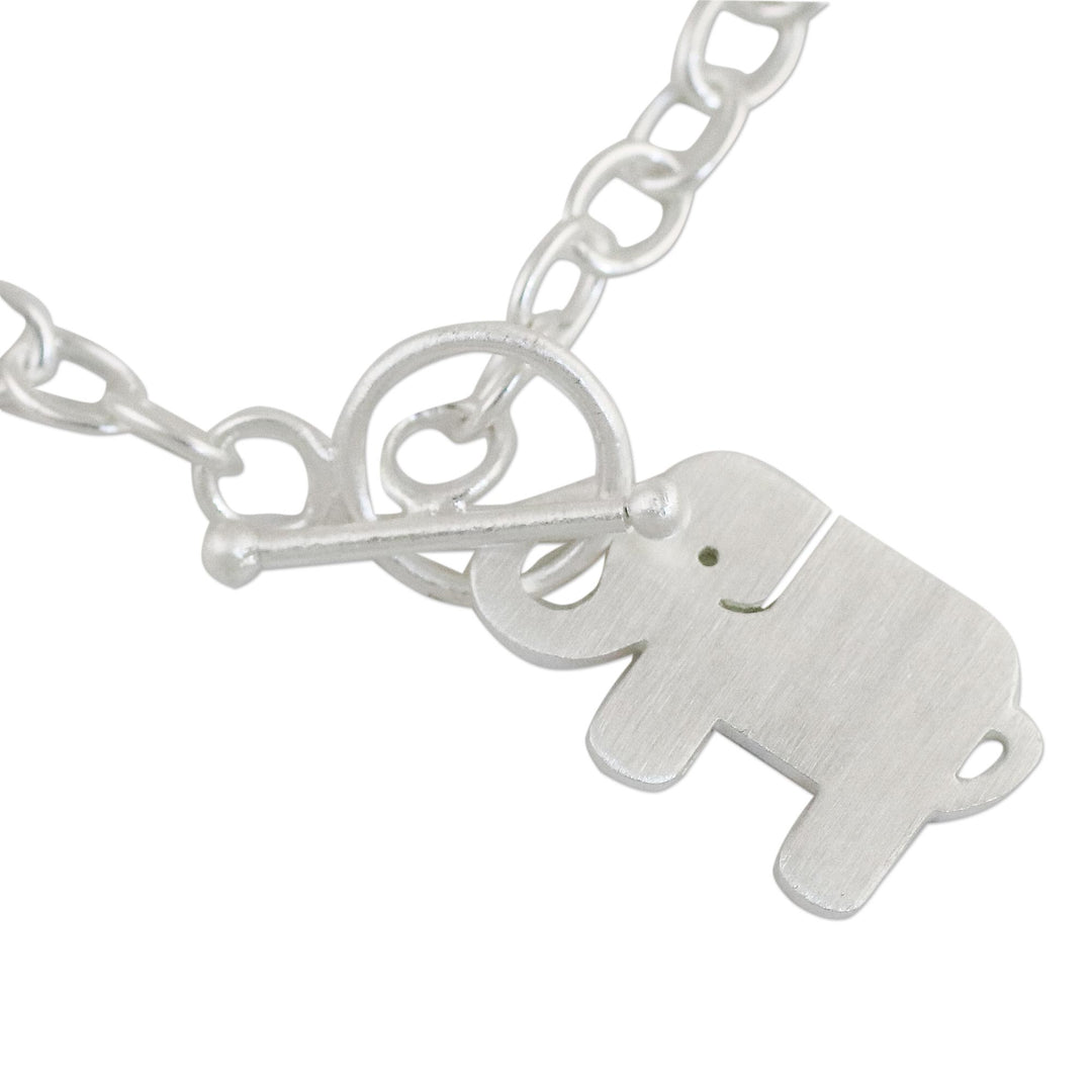 925 Sterling Silver Handmade Elephant Link Bracelet - Simple Elephant