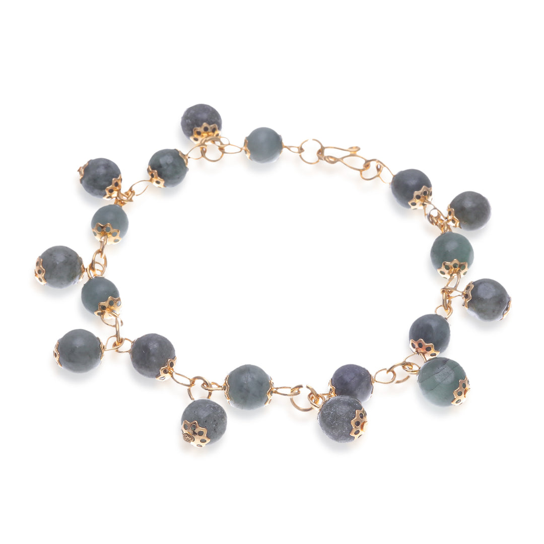 18K Gold Plated Jade Link Bracelet with Hook Clasp - Jade Deluxe