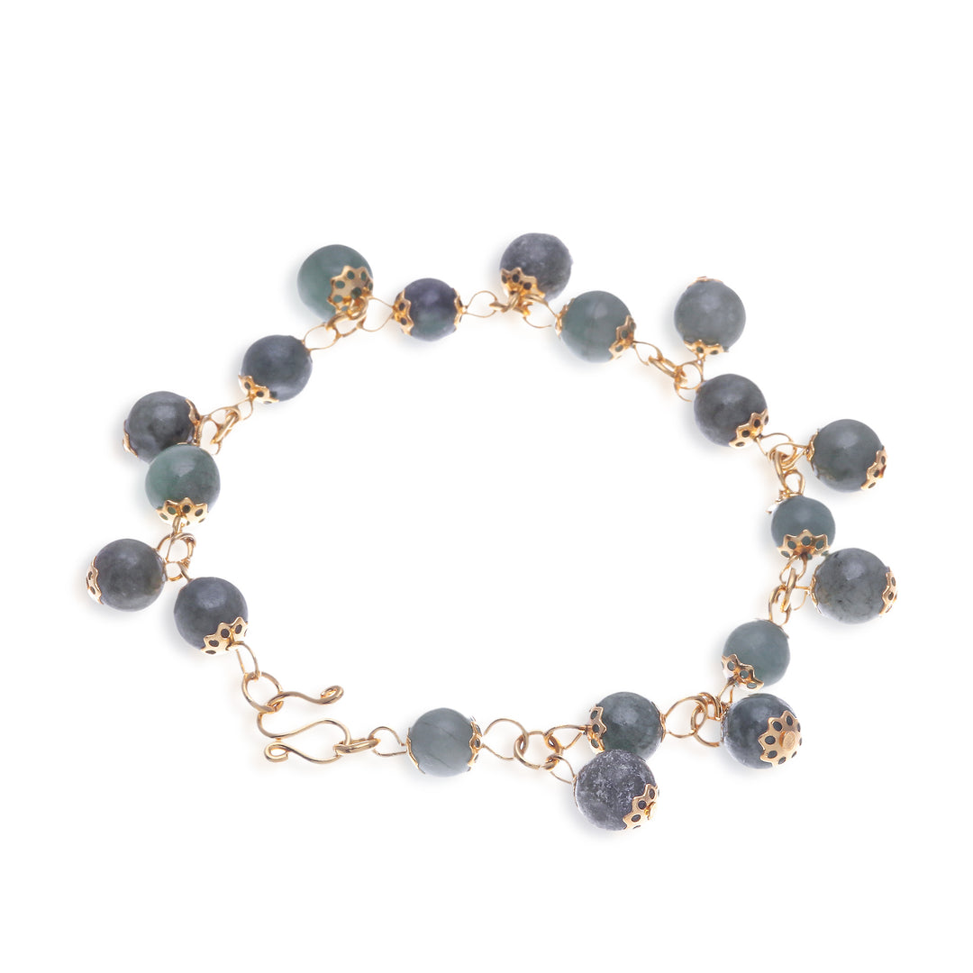 18K Gold Plated Jade Link Bracelet with Hook Clasp - Jade Deluxe