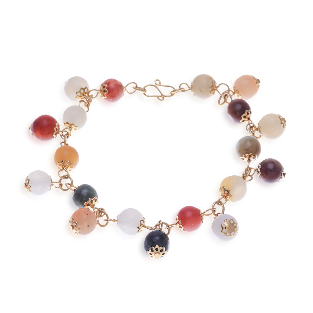 18K Gold Plated Jade Quartz Link Bracelet with Hook Clasp - Sweet Jade