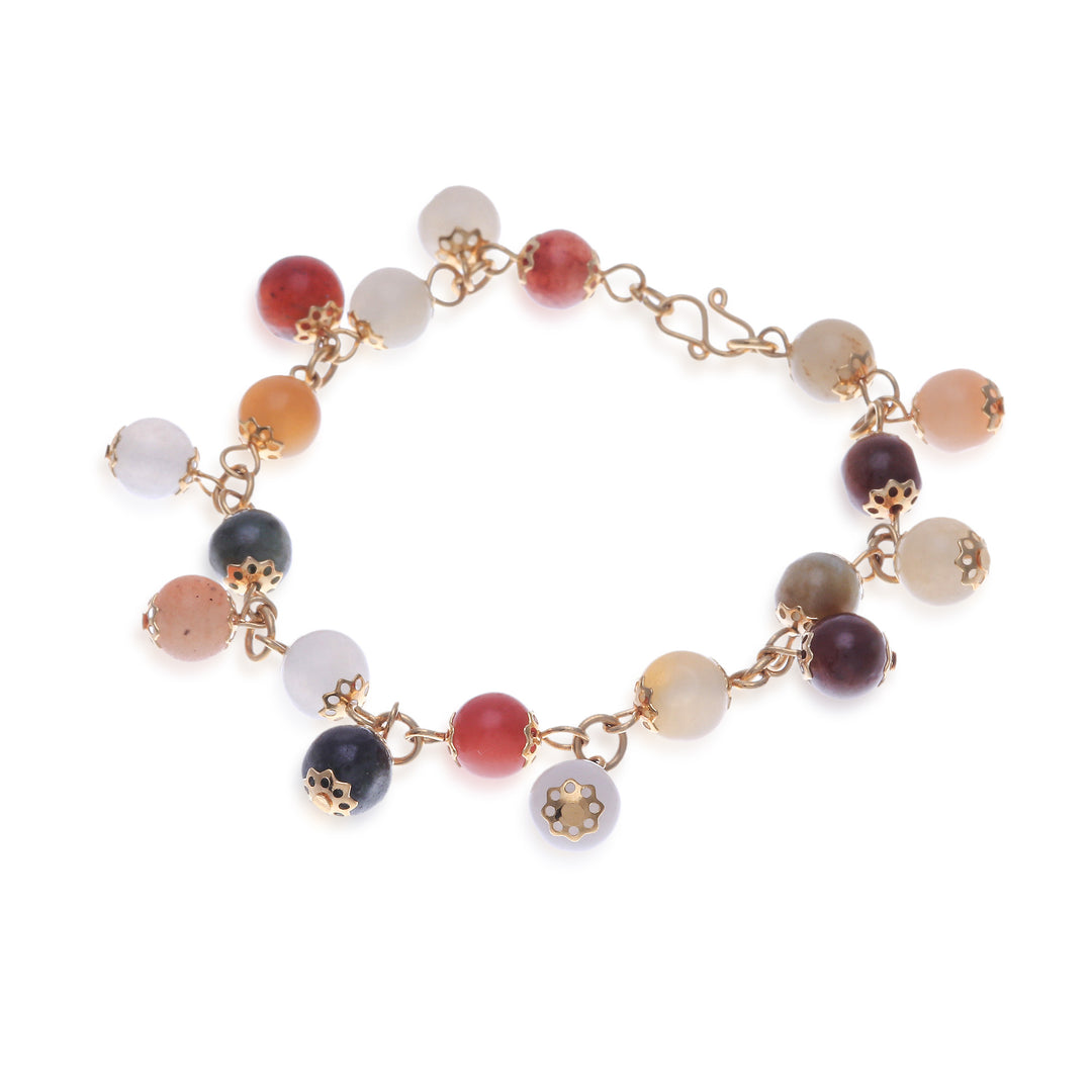 18K Gold Plated Jade Quartz Link Bracelet with Hook Clasp - Sweet Jade