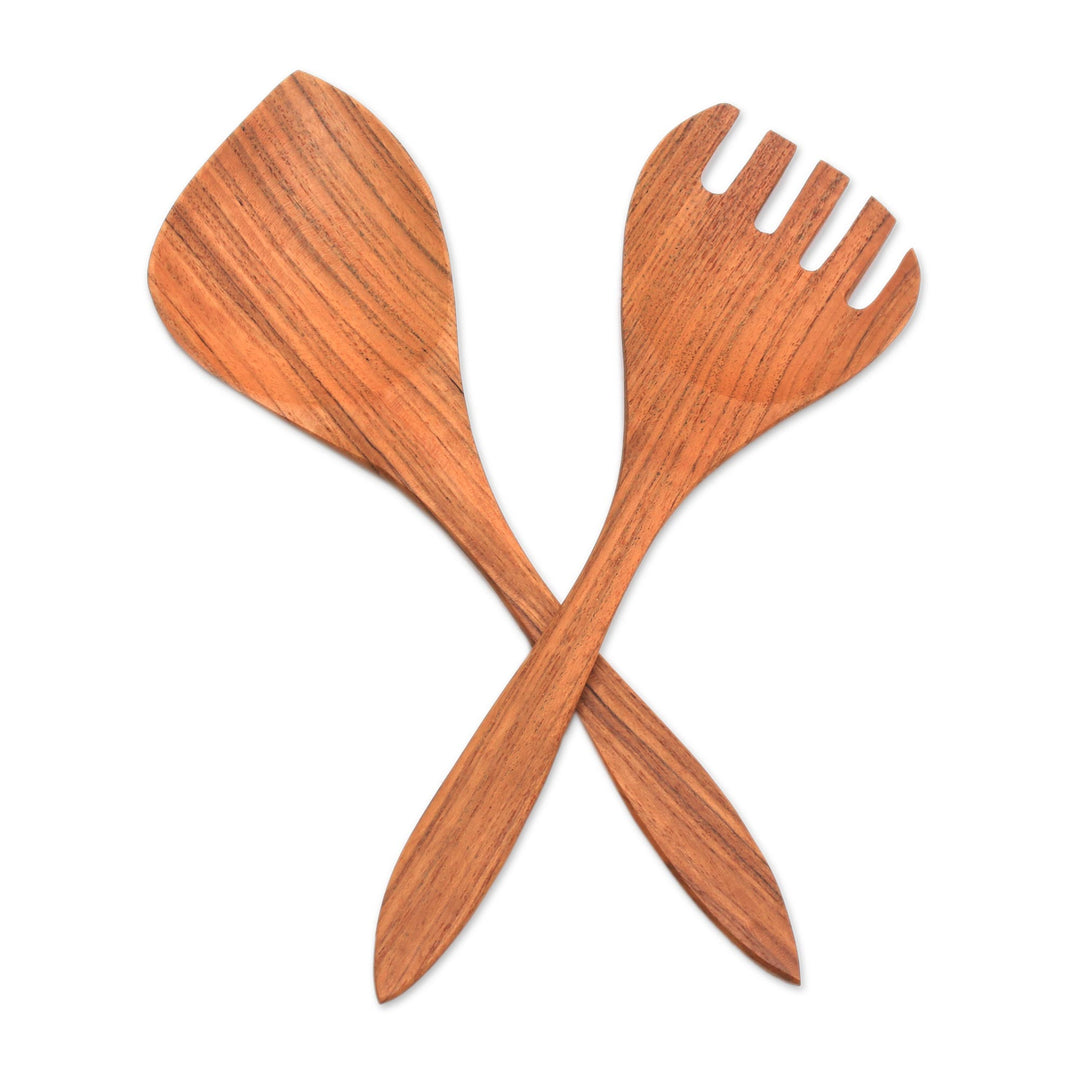 Teak Wood Serving Utensils (Pair) - Salad Serenade