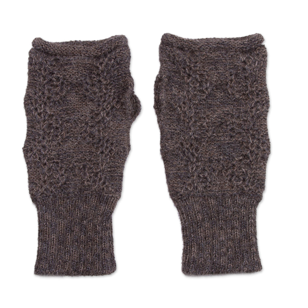 100% Alpaca Fingerless Gloves in Graphite from Peru - Urubamba Beauty in Graphite