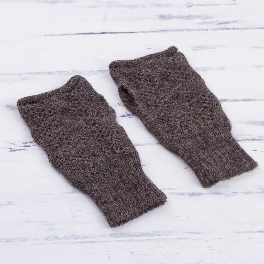 100% Alpaca Fingerless Gloves in Graphite from Peru - Urubamba Beauty in Graphite