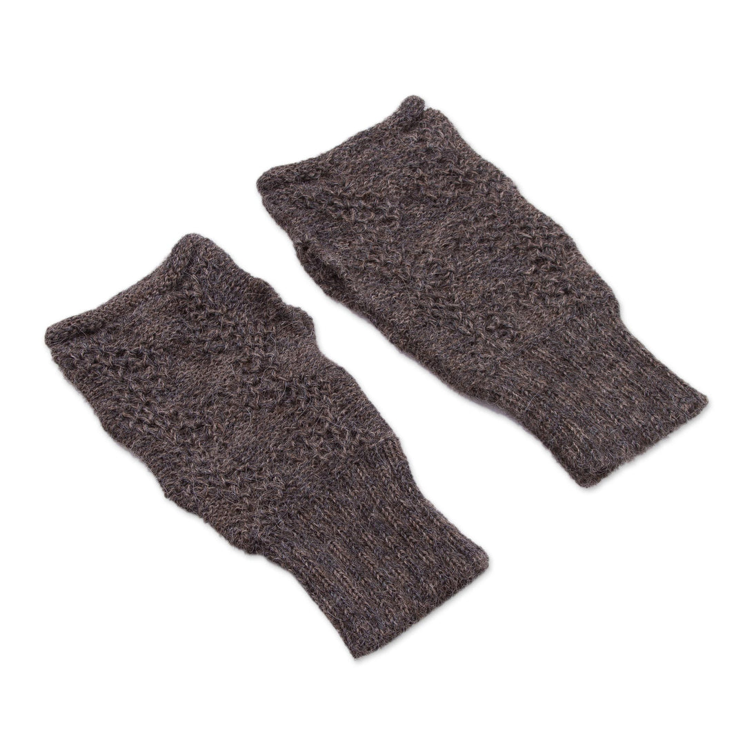 100% Alpaca Fingerless Gloves in Graphite from Peru - Urubamba Beauty in Graphite