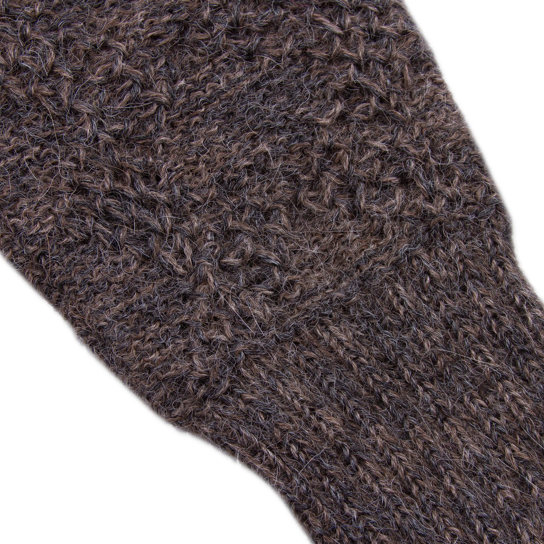 100% Alpaca Fingerless Gloves in Graphite from Peru - Urubamba Beauty in Graphite