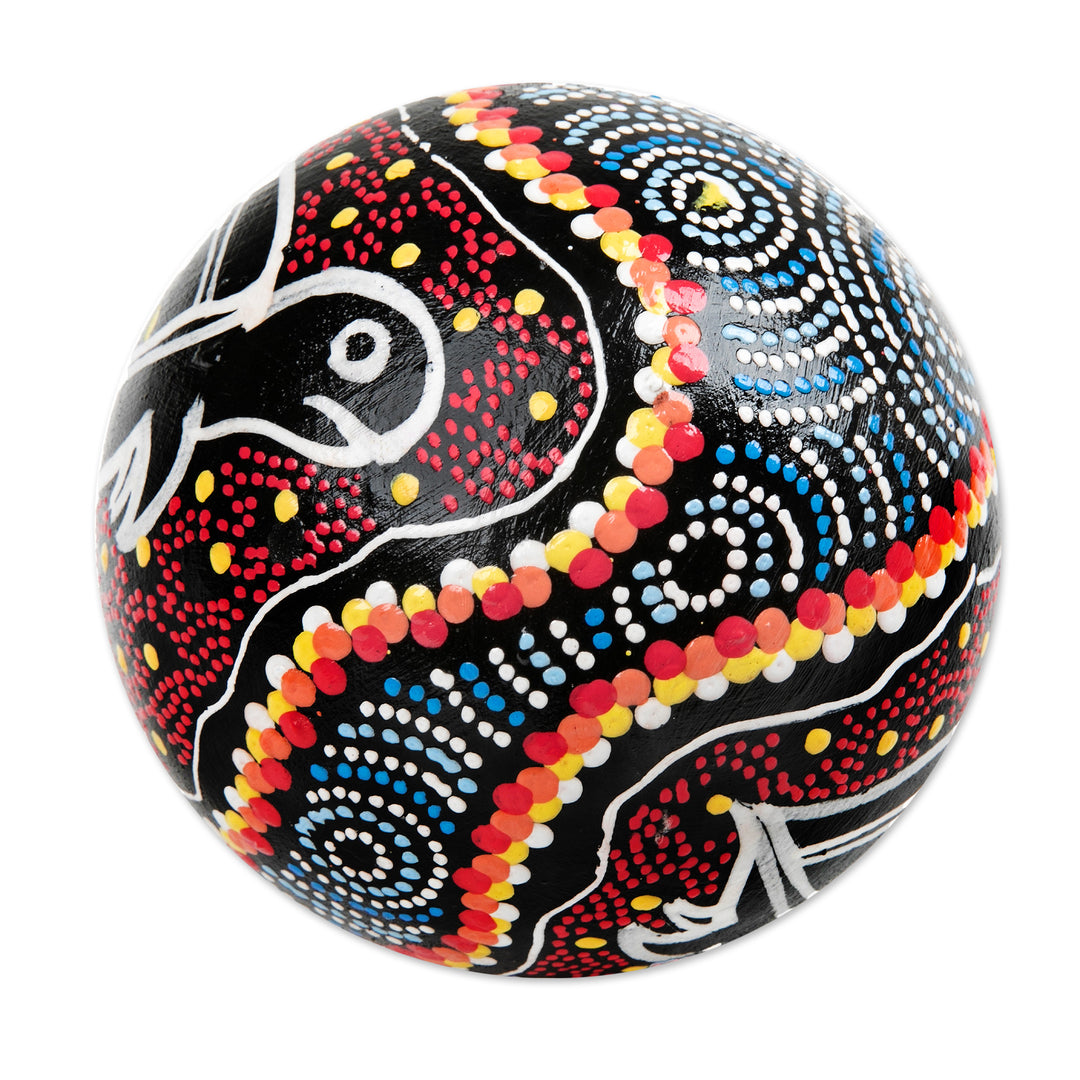 Turtle-Themed Coconut Shell Percussion Instrument from Bali - Swimming Turtle