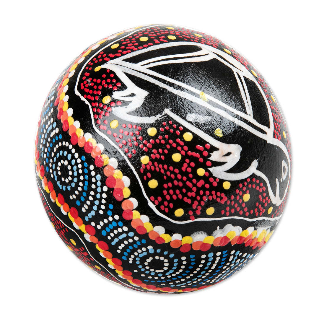 Turtle-Themed Coconut Shell Percussion Instrument from Bali - Swimming Turtle