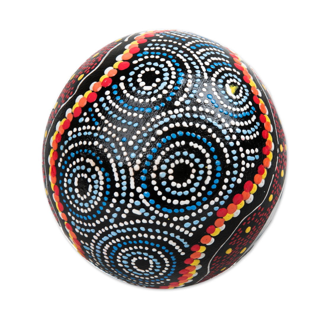 Turtle-Themed Coconut Shell Percussion Instrument from Bali - Swimming Turtle
