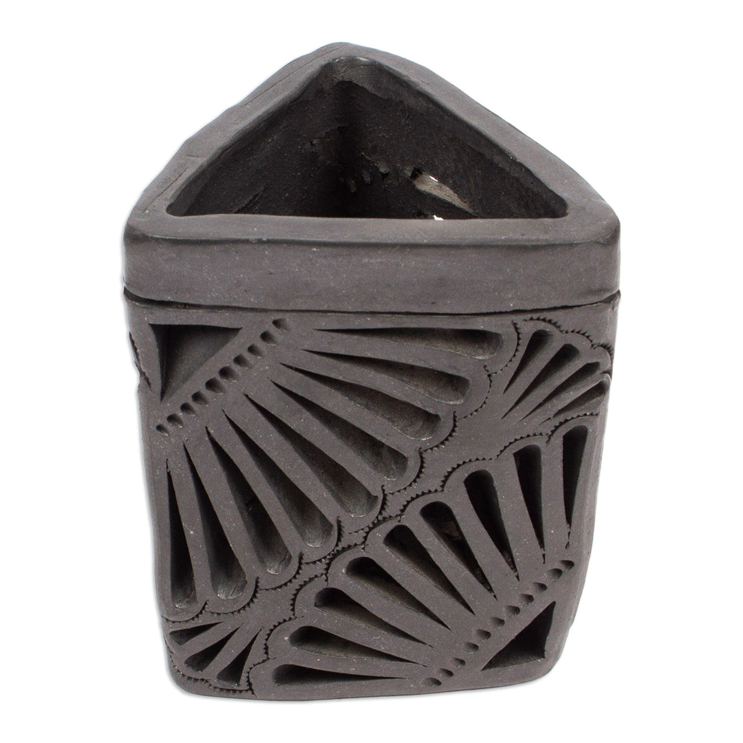 Oaxaca Barro Negro Triangular Ceramic Pencil Holder - Oaxacan Twilight