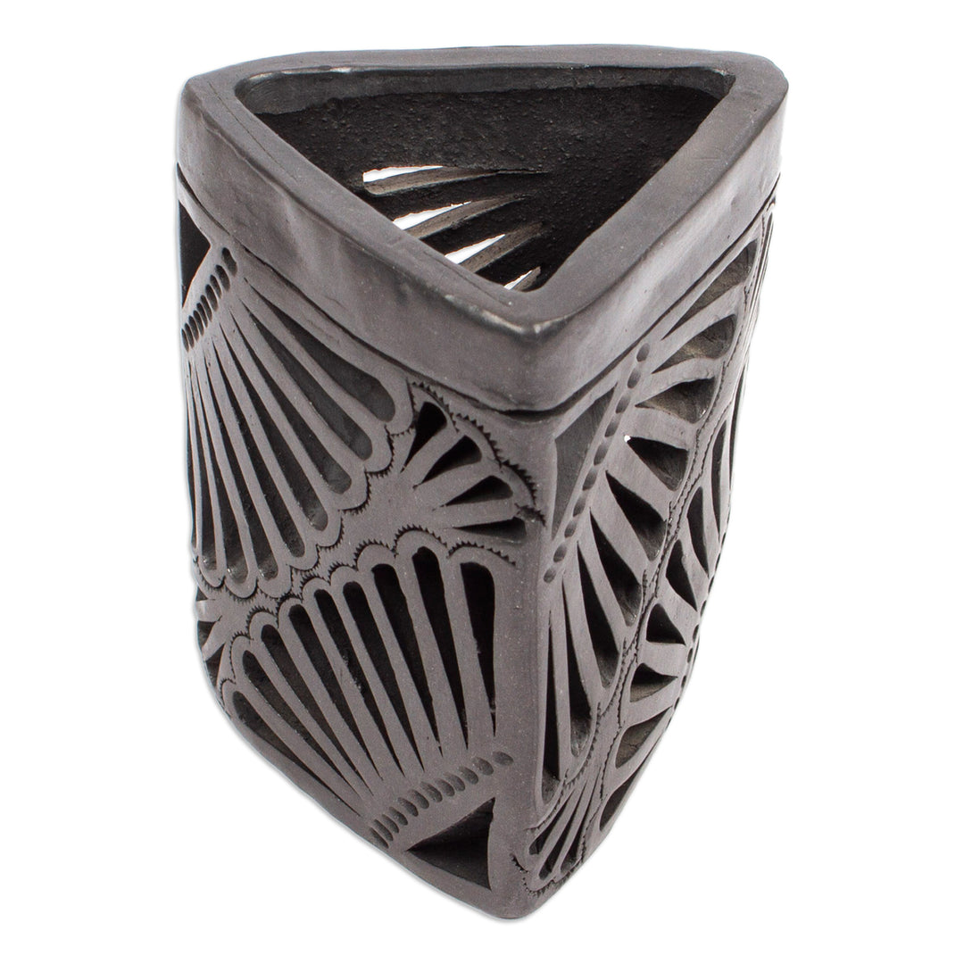 Oaxaca Barro Negro Triangular Ceramic Pencil Holder - Oaxacan Twilight