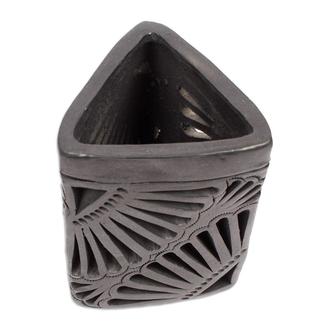 Oaxaca Barro Negro Triangular Ceramic Pencil Holder - Oaxacan Twilight