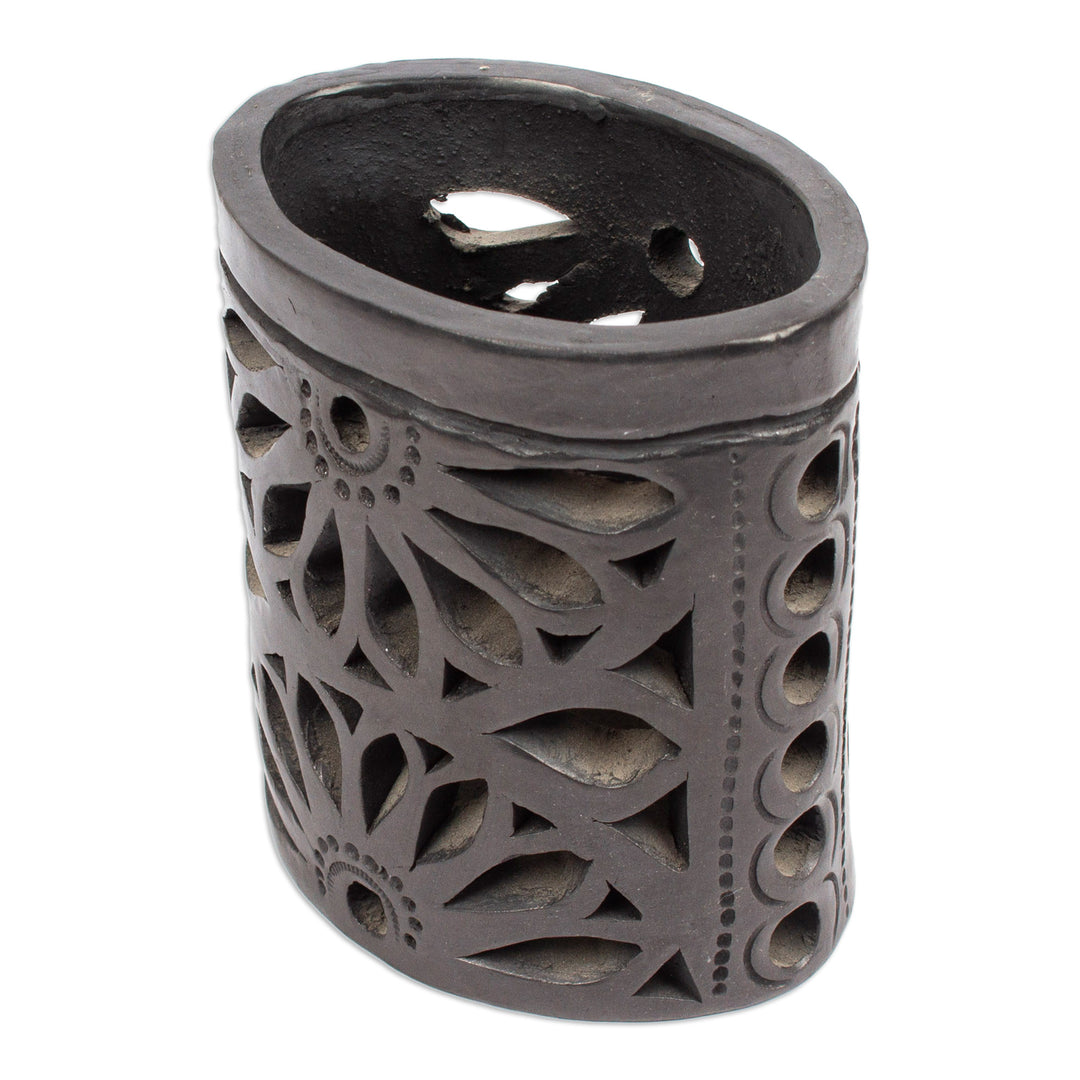 Oaxaca Barro Negro Ceramic Oval Pencil Holder - Oaxacan Ellipse