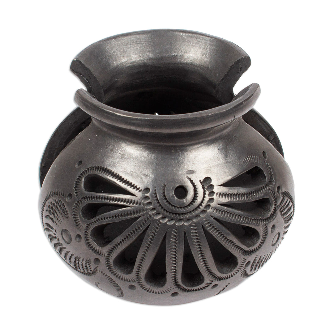 Oaxaca Barro Negro Ceramic Napkin Holder - Fan Flower